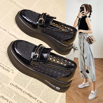 Hollowed-out small leather shoes women Summer breathable 2022 new One-foot-foot sloth in thick bottom heightening of 100 hitchhiking shoes
