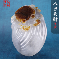 White Yusei family and Tian Yuqing flower seed 8 Fang to finance hanging pendant mens jade pendant female jade jade pendant