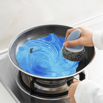 2 pot brushes dishwashing cleaning ball steel wire ball kitchen home decontamination with handle rub pan hearth stainless steel wire ball