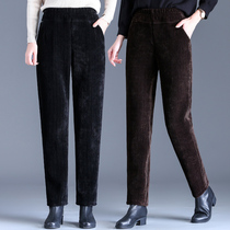 Chenille Mom Pants Children Spring Autumn New Loose Straight Cylinder Big Code High Waist Middle Aged Light Core Suede Women Pants