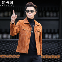 New Haining leather leather leather male cowhide suede youth handsome motorcycle leather jacket handsome tide jacket short