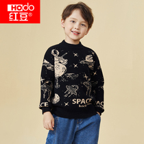 Red Bean Boy Sweater Autumn Clothing New Children Foreign Air Needling Sweatshirt CUHK Childrens Jersey Baby Wintertime Hooded Sweatshirt