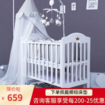 European crib solid wood multifunctional newborn environmental protection game bbbed bed with roller Children Baby splicing bed