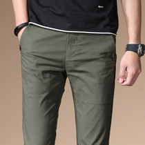 Mens casual pants tide brand 2022 autumn Korean version trend all-match self-cultivation small straight elastic business cotton trousers