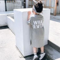 Girls mid-length dress dress spring summer 2021 new short sleeve pro-dress foreign air T-shirt mother woman dress children online red