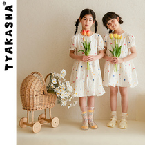 (IP Series) Tyakashakids Takasha skirt childrens ribbon short sleeve girls dress