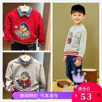 Clear Cabin 21 Autumn Money TW Small Bear Boy Clothing Boy Round Collar Casual Long Sleeve Sweater TKMW93805K MW93805K