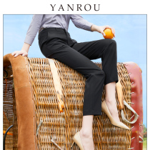 Suit pants womens spring and autumn black nine-point pants straight high waist thin cigarette tube pants pants professional tooling formal trousers