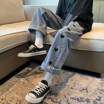 Loving Jeans Woman High Waist Straight Cylinder Loose 2021 Summer New Korean version Fashion 100 hitch pants tide