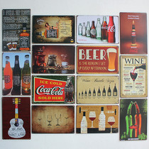 Tin painting decorative painting bar pendant coffee restaurant retro decoration European and American soft wall decoration Internet cafe industrial style