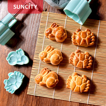 Sun Morning Mid Autumn Crab Mooncake Mold 50g 75g Ice Leather Hand Press Style Home Made Green Bean Cake Mold Cartoon