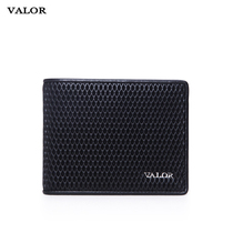 French VALOR wallet for men Short business wave Leisure new two-fold genuine leather money collet layer cow leather embossing