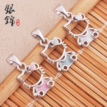 S925 sterling silver DIY accessories color kitty cat pendant can be lettered red rope bracelet hand woven jewelry material