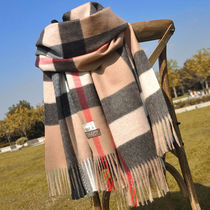 Cashmere Scarf Womens Autumn and Winter British Joker Classic Plaid Long with Tassel Shawl Double Thick Bibe