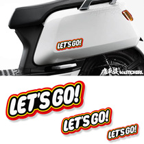 lets go text car sticker electric motorcycle departure bar body scratch Net red creative car sticker
