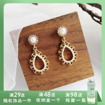 S925 silver needle retro harbor wind earrings minimalist flower pearl drop shaped earbuds 2019 new earrings 241