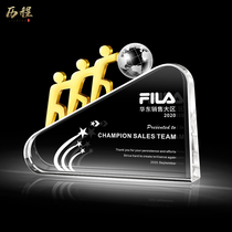 Crystal trophy customization Creative excellent team Metal small gold personnel industrial annual meeting award competition lettering production