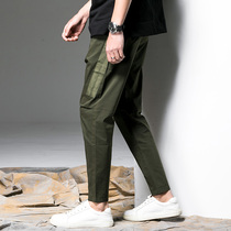 Tide brand ankle-length pants men spring loose pants trend Japanese casual pants Korean version of stretch pants Joker 9 points