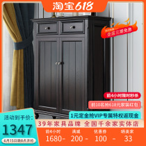 American countryside full solid wood shoes cabinet retro two doors Xuanguan cabinet small family style lockers minimalist guest hall furniture