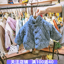 Boy coat autumn and winter 2019 new 1-3 baby Korean version of foreign style plus velvet padded 5 children cotton denim coat tide