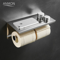 Toilet tissue holder Roll paper holder 304 stainless steel mobile phone storage double toilet paper holder free hole toilet tissue box