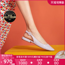 73Hours womens shoes Macarons summer sandals casual soft bottom flat shoes candy color back empty single shoes women