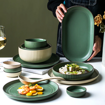 Plate dish dishes Home minimalist Nordic Creative bowls Chopstick Trays Combine Single Dining Bowls Soup Noodle Bowls Cutlery windy