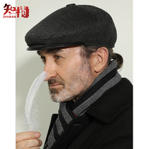 Middle-aged and elderly small square cap cap winter warm ear protection old man Old Man hat male father grandfather forward hat