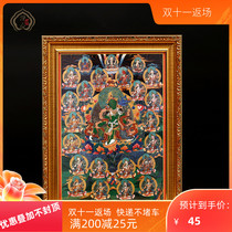 Twenty-one female Thangka decorative painting Buddha statue hanging painting wall painting four-armed Guanyin Huang Caishen photo frame painting mural