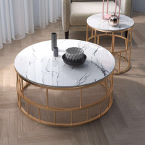 Light luxury small coffee table Nordic Marble round tea table Modern simple household living room simple Wrought iron balcony side table