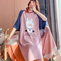 Add Fat Yard Sleeping Dress Woman Fat MM200 Catty Short Sleeve Pure Cotton Summer Loose Woman 240 catty pyjamas home clothes