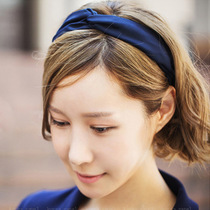 Korean Korean hair accessories Headdress Solid color silk elastic bow Hair band Hair band Cross wide bandana