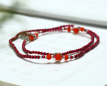 Mustache Jewelry Natural Garnet Bracelet Female Wine Red Garnet Bracelet Three Rings Jewelry