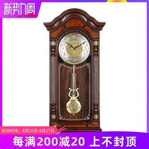  Seiko watches European-style living room simple wall clock atmospheric retro Chinese solid wood household silent time quartz wall watch