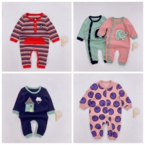 (Broken code special) baby jumpsuit spring and autumn men 9 long sleeve 0 cotton 6 months 3 thin cute female baby climbing suit
