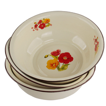 Enamel thickened enamel washbasin Home large foot wash and noodle wash basin 36-40cm old flower iron Basin