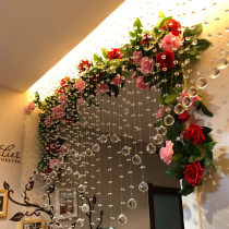 Fake Flowers Vines Emulation Rose Flowers Vines Living-room Air Conditioning Duct Winding Balcony Decoration Sheltering Plastic Vine plants