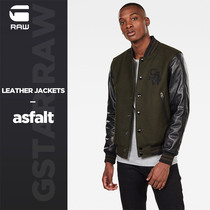 G-STAR RAW men casual stitching Bolt leather jacket cotton padded D15461