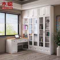 Simple modern combination corner desk desk cabinet multifunctional childrens learning table bookcase desk desk integrated locker solid wood