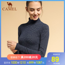 Camel liquid speed warm black technology warm top womens high collar can be worn outside the cold striped autumn and winter base shirt