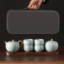 Ru kiln travel tea set set fast guest Cup portable small set of high-grade Kung Fu Tea Cup outdoor creative Chinese light luxury