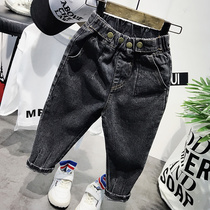 Boy denim trousers 2021 Spring and Autumn new male baby personality casual pants children Foreign style elastic small feet pants tide