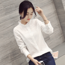 White shirt female design sentimental Xiaodu's new foreign gas bottom shirt with velvet ear stand collar shirt in 2022