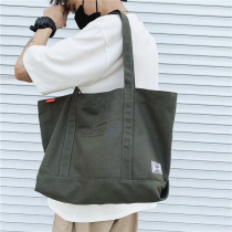 Canvas tote bag Mens large capacity bag mens casual shoulder messenger bag simple and durable Japanese hand bag