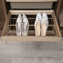  Wardrobe push-pull shoe rack buffer damping shelf Cloakroom telescopic shoe cabinet drawer type hardware pull basket