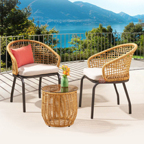 Outdoor table and chair balcony three-piece outdoor rattan Home Cafe milk tea shop rattan chair chair small coffee table combination