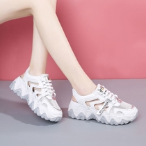 Baotou sandals 2021 Old daddy shoes Chains Chains Women cool Summer New breathable thick bottom sports hollowed-out wave