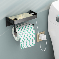 Toilet roll paper holder toilet paper towel holder wall-mounted punch-free toilet paper holder toilet put mobile phone rack shelf