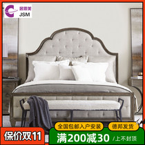 JSM foreign trade American country all solid wood 1 8m big bed pastoral retro old double bed wedding bed custom