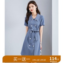 In the summer of 2021 new casual fashion versatile temperament double-breasted lace-up design dress for women